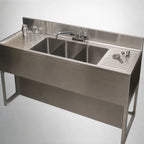 Thumbnail image #5 for BK Resources UBB-21-384TS 84-Inch Three-Compartment Stainless Steel Underbar Sink with Dual 25-Inch Drainboards and Faucet