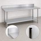 Thumbnail image #4 for Duke Manufacturing 416-24108-5R 108-Inch Stainless Steel Work Table with 5-Inch Riser and Galvanized Undershelf