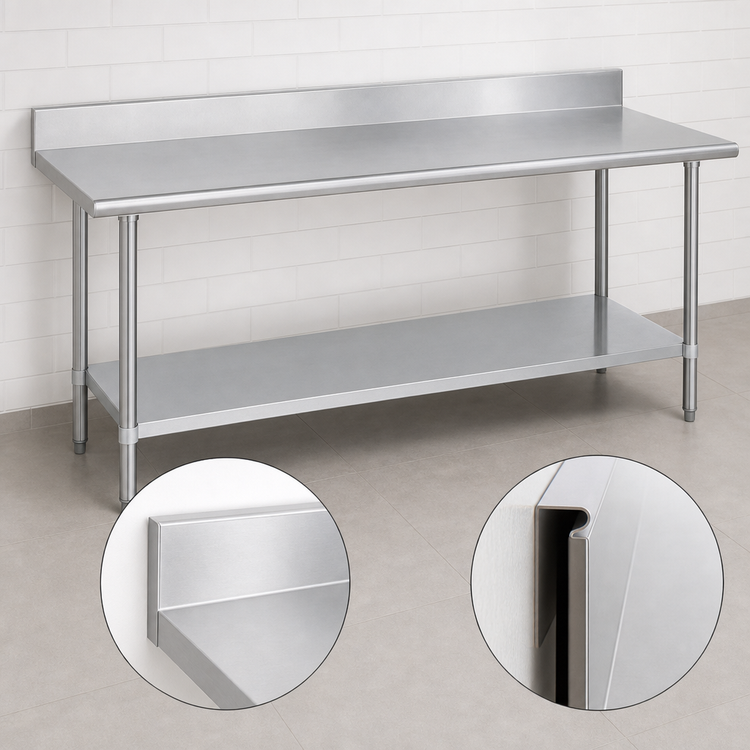 Product image #4 for Duke 108-Inch x 24-Inch Stainless Steel Work Table with 5-Inch Riser and Galvanized Undershelf