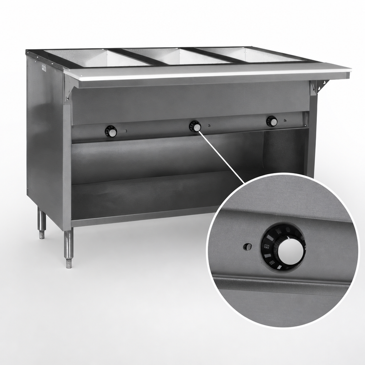 Product image #4 for Spec-Master 48-Inch Electric Hot Food Table with 3 Wet/Dry Wells, Open Base, 120V