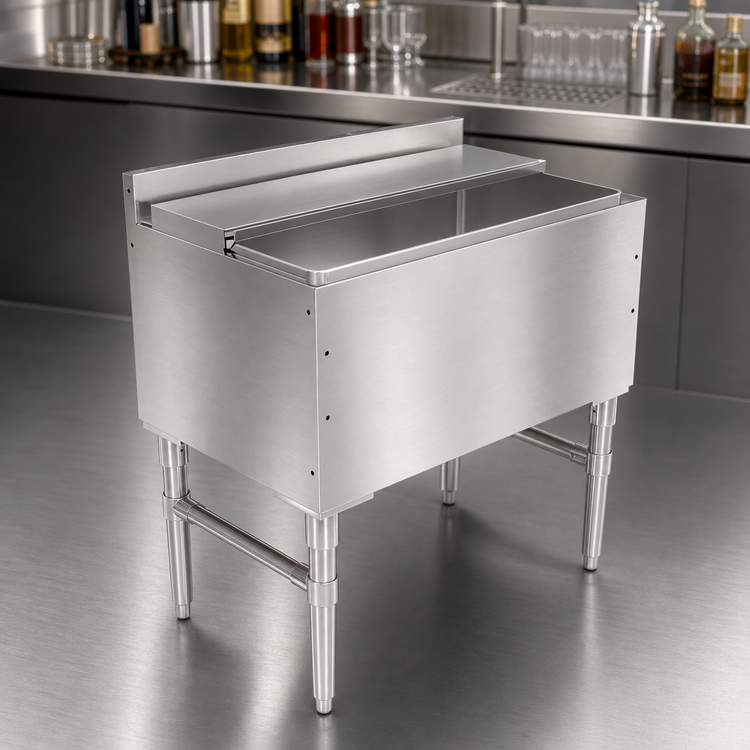 Product image #4 for John Boos Slim-Line 30-Inch Wide Underbar Ice Bin/Cocktail Unit with Sliding Lid