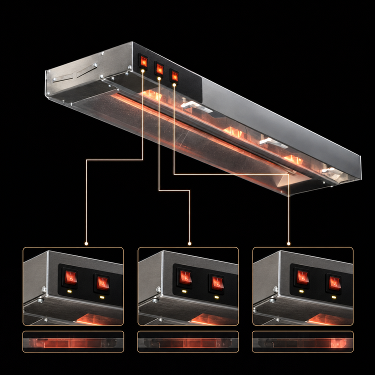 Product image #4 for Eagle RedHots 48-Inch Lighted Single Strip Heat Lamp with Remote, 208V