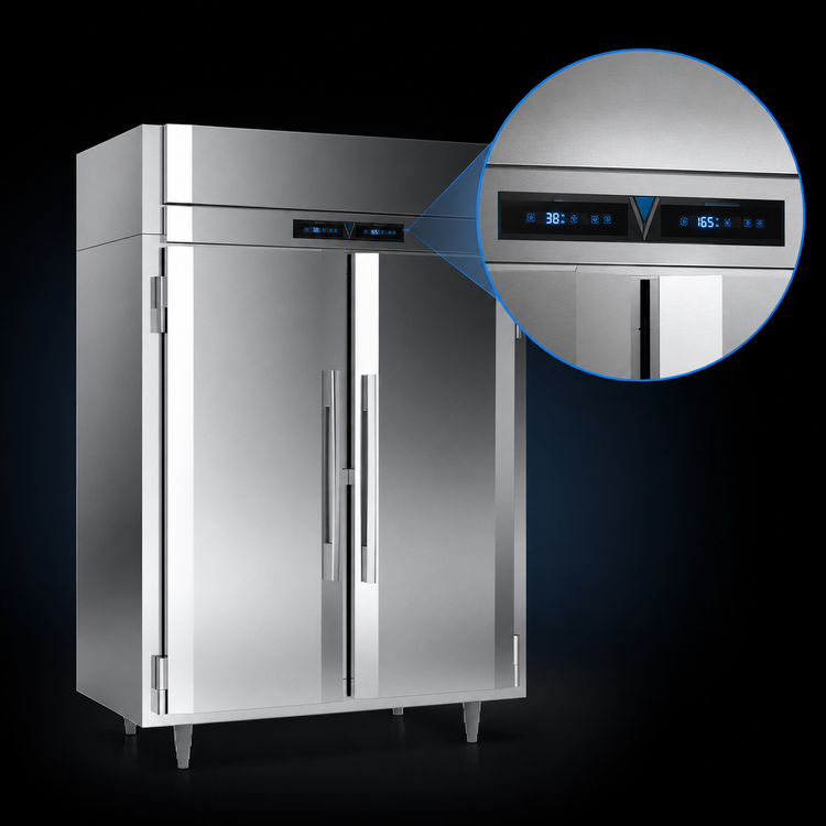 Product image #5 for Victory UltraSpec Extra Wide Dual Temp Reach-In Warmer/Refrigerator, Two-Section, Self-Contained, Stainless Steel