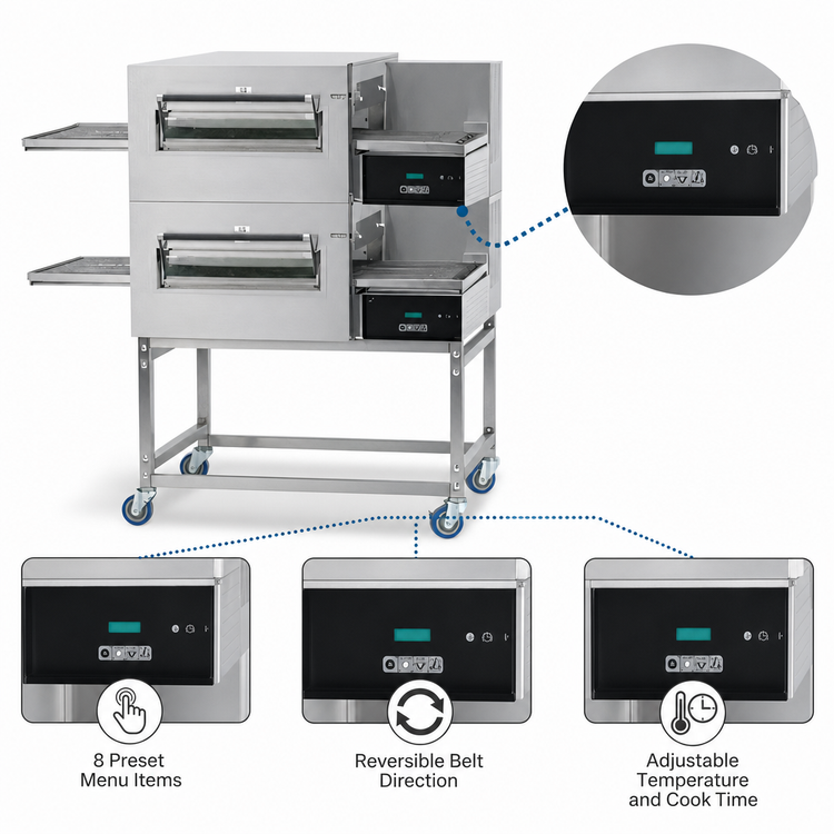 Product image #4 for Lincoln Impinger II 1100 Series Double-Stack Electric Conveyor Pizza Oven Package with EasyTouch Controls
