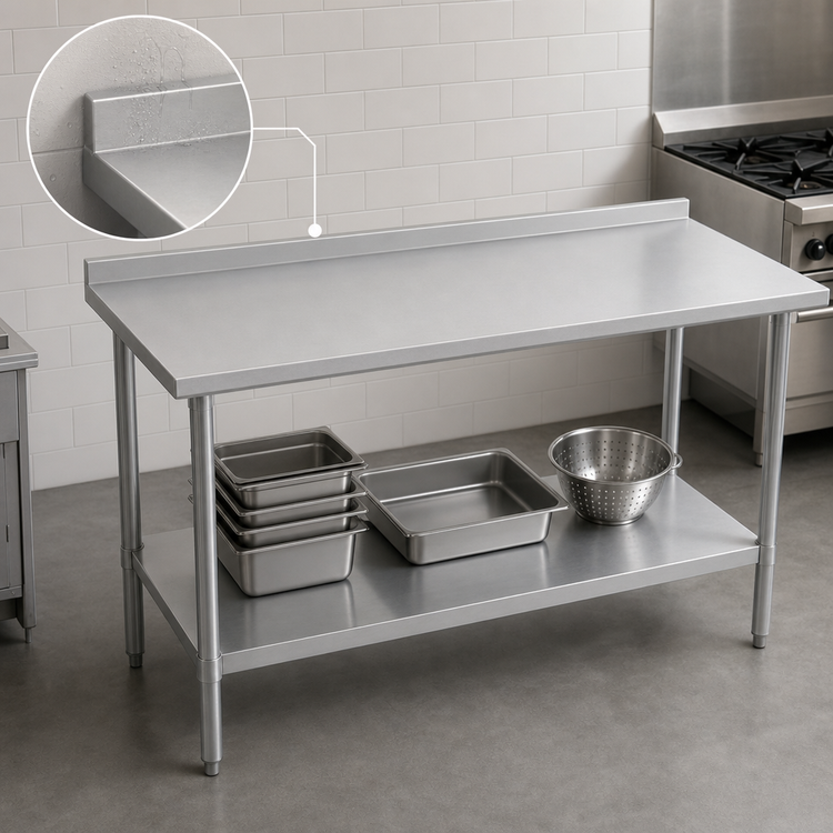 Product image #4 for John Boos Stallion 84-Inch x 30-Inch Stainless Steel Work Table with 1-1/2-Inch Rear Up-Turn and Undershelf