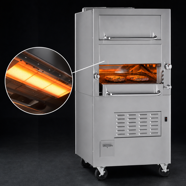 Product image #4 for Platinum 32-Inch Single Deck Gas Upright Broiler with Standard Oven Base and Warming Oven