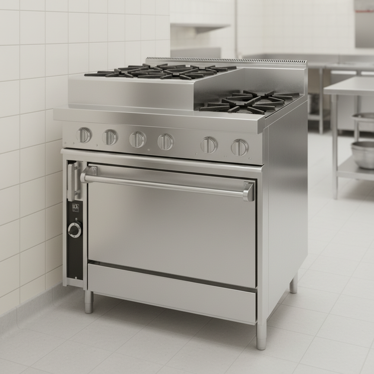 Product image #3 for Titan 36" Heavy Duty Gas Range with 18" Charbroiler and Standard Oven