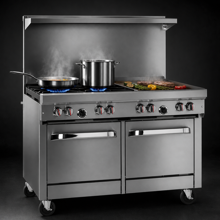 Product image #4 for Southbend S-Series 48-Inch Gas Restaurant Range with 2 Open Burners, 36-Inch Griddle, Convection Oven and Cabinet Base