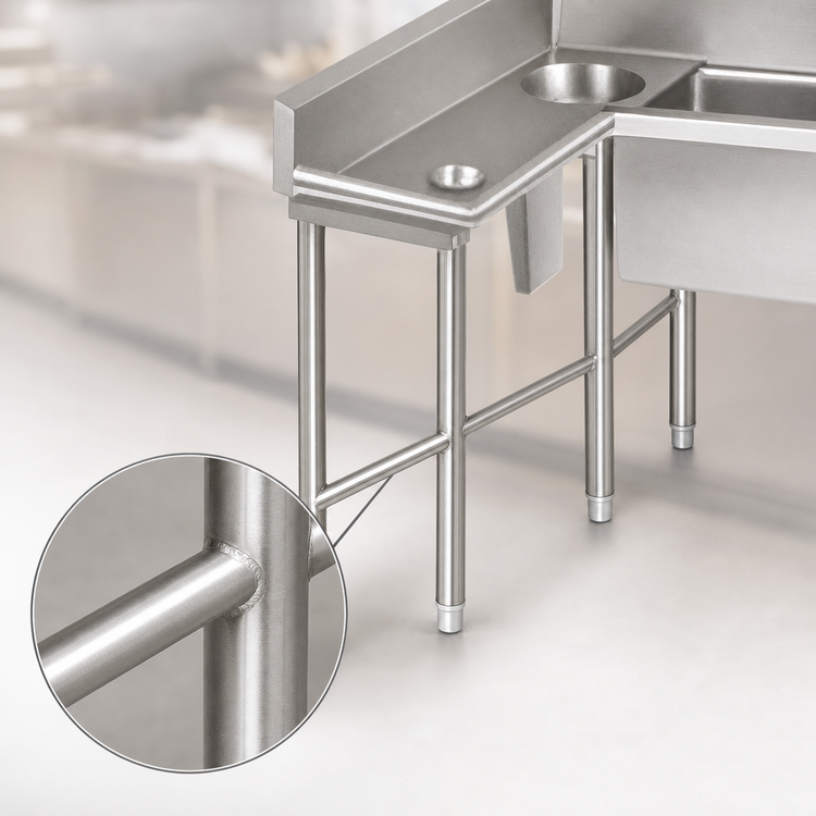 Product image #4 for Advance Tabco Stainless Steel Leg Assembly for Dishtables with Welded Cross Brace