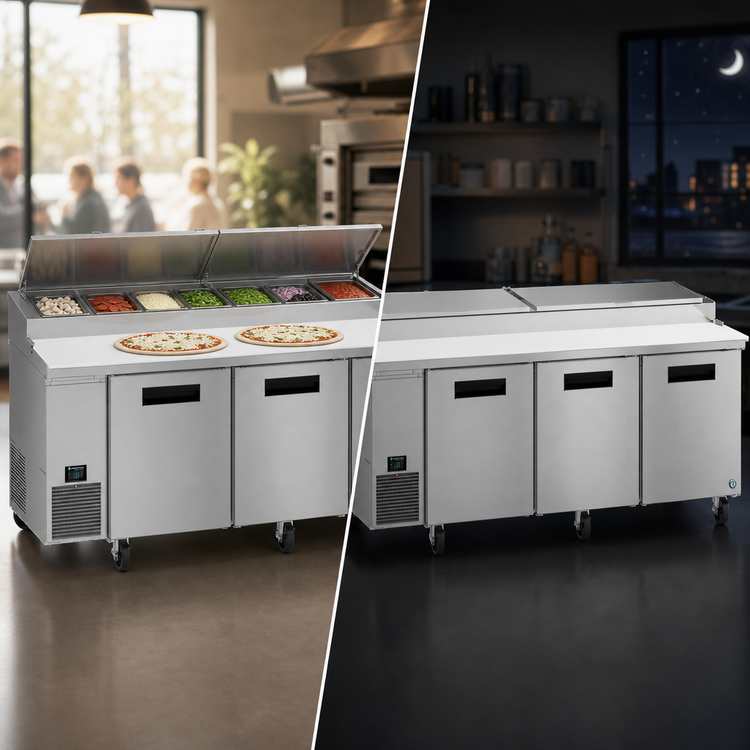 Product image #4 for Hoshizaki Steelheart PR93B 93-Inch Three-Section Reach-In Pizza Prep Table