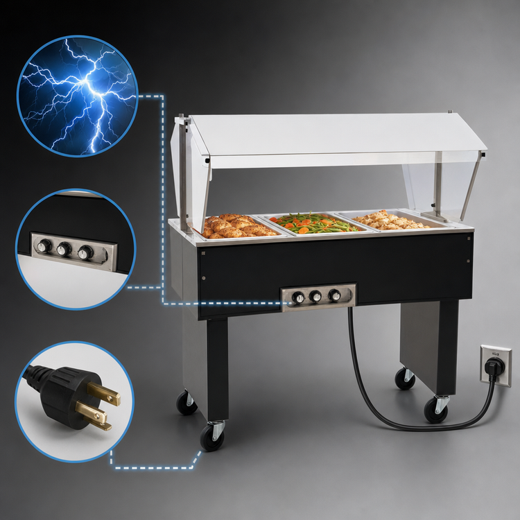 Product image #4 for Eagle Service Mate Deluxe Portable Buffet Hot Food Table, 33 Inch Wide, 2-Well, 240V Electric