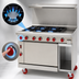 Thumbnail image #4 for American Range 48 Inch Green Flame Commercial Gas Range with 8 Open Burners, Standard Oven Left, and Storage Base Right