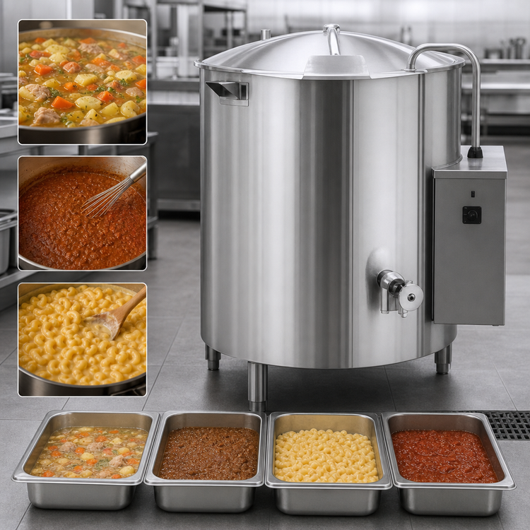 Product image #4 for Legion LEC-40 40-Gallon Insulated Electric Self-Contained Stationary Steam Kettle, 2/3 Jacketed