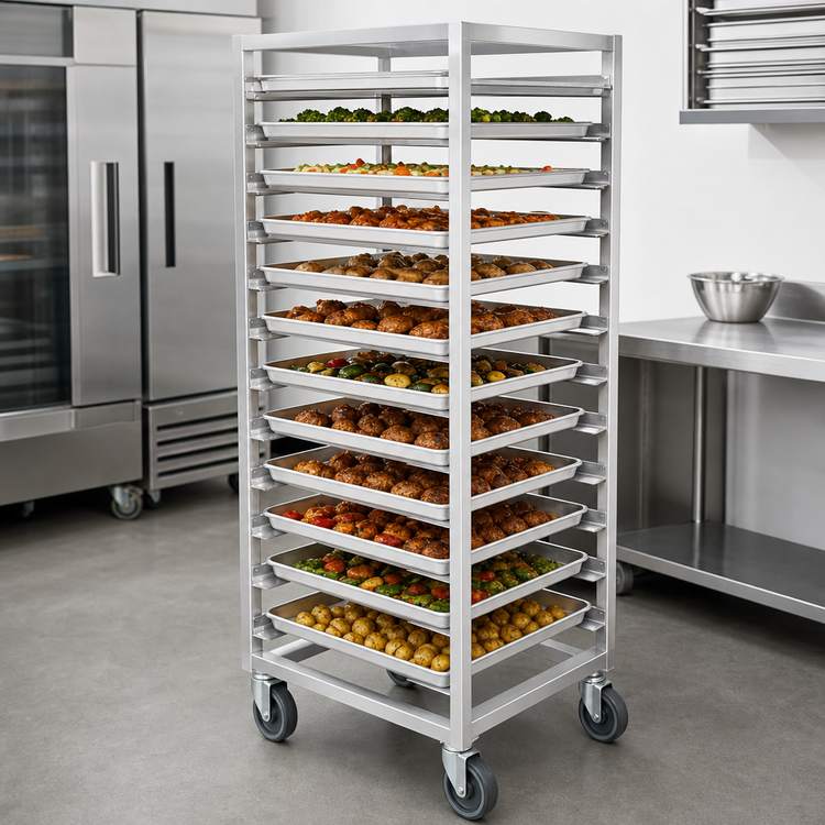 Product image #4 for Panco Aluminum Roll-In Refrigerator Rack, 18-Tray Capacity, 3-Inch Centers