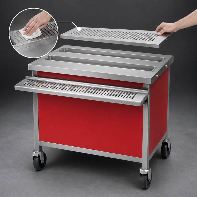 Product image #4 for Director's Choice DCS5-BDU 78" Mobile Beverage Counter with Dual Drain Troughs