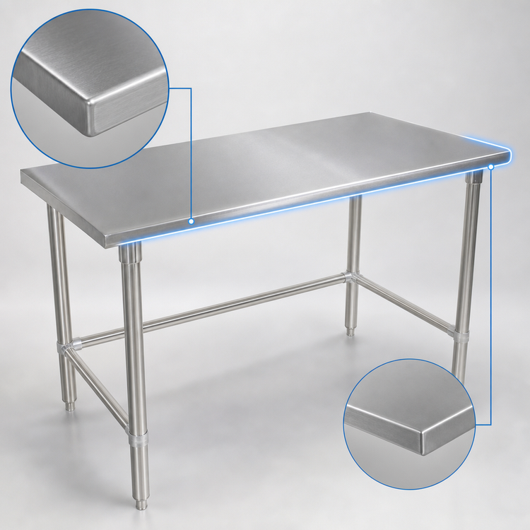 Product image #4 for John Boos Stainless Steel Work Table with Stallion Safety Edge, 108 x 48 Inches, Flat Top