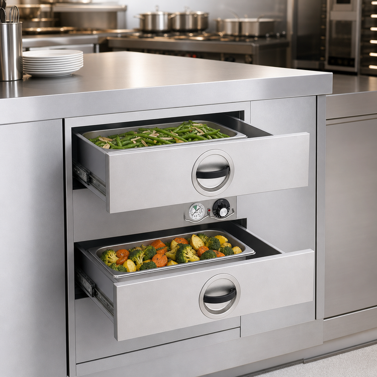 Product image #4 for Toastmaster Built-In Double-Drawer Food Warming Drawer, 2 x 12 x 20 x 5 Pan Capacity, Thermostatic Controls