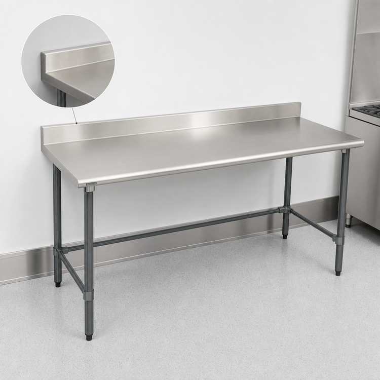 Product image #4 for Eagle Group BlendPort Deluxe Series Stainless Steel Work Table with 4-1/2 Inch Backsplash and Galvanized Base, 84 x 30 Inches