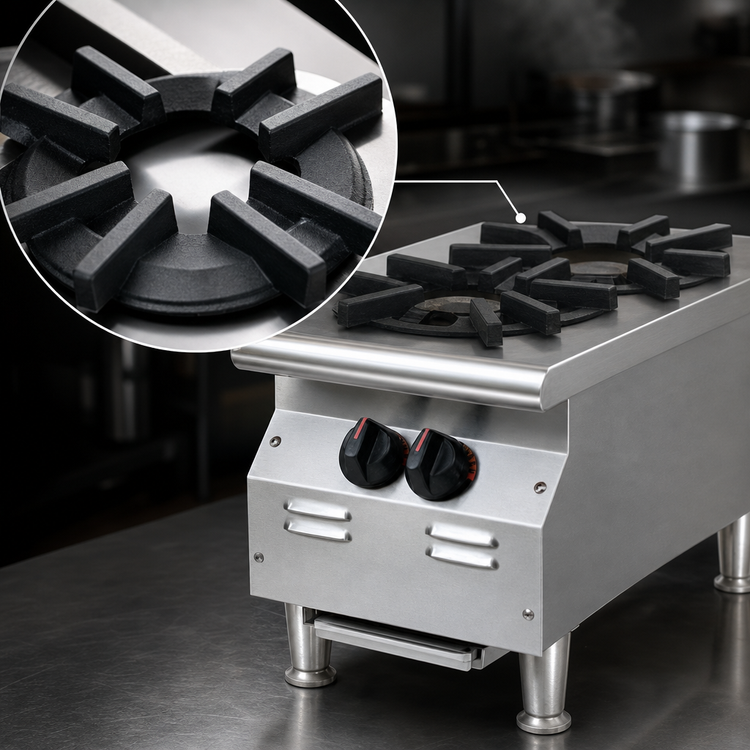 Product image #4 for RedHots Chef's Line 12-Inch 2-Burner Natural Gas Countertop Hot Plate