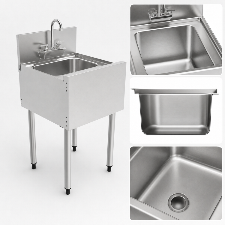 Product image #5 for Top Shelf TS Series 18-Inch Freestanding Underbar Wet Waste Sink Unit with 6-Inch Backsplash