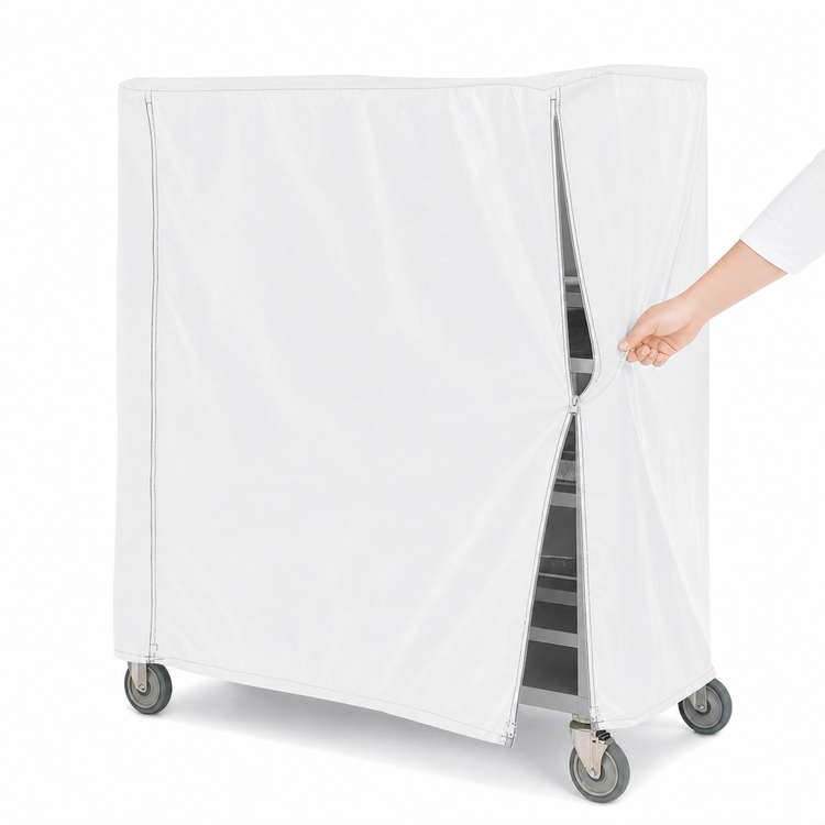 Product image #4 for Metro Waterproof Vinyl-Nylon Banquet Cart Cover, 72 x 24 x 62 Inches, White