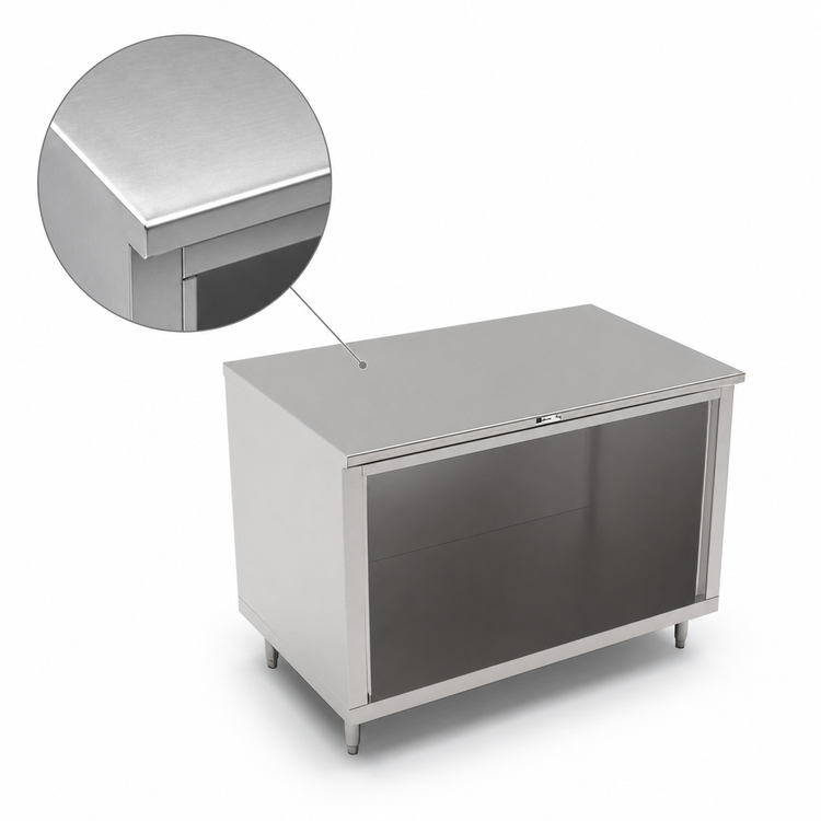 Product image #4 for John Boos 36" x 36" Stainless Steel Work Table with Open Front Cabinet Base and Safety Edge