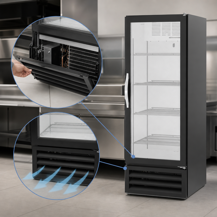 Product image #4 for Beverage-Air MarketMax IQ Single-Section Reach-In Glass Door Freezer Merchandiser, 11.9 Cu. Ft., Black, Bottom-Mounted