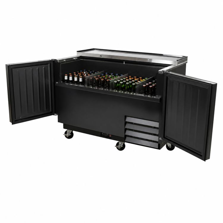 Product image #4 for BK Resources 65-Inch Horizontal Deep Well Bottle Cooler with 2 Doors and 3 Dividers