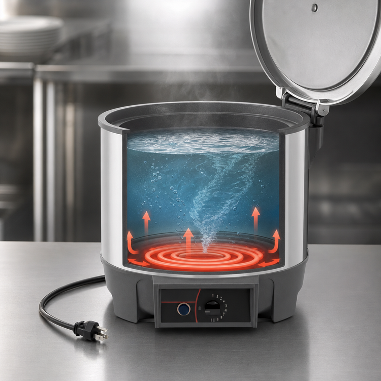 Product image #4 for Vollrath Cayenne Round 7 Qt Countertop Heat 'N Serve Rethermalizer with Inset and Hinged Cover