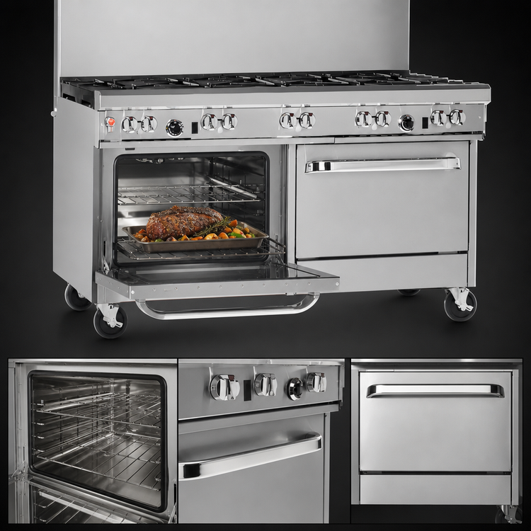 Product image #4 for Southbend Ultimate 60-Inch Gas Restaurant Range with 4 Burners, 36-Inch Griddle, Standard Oven, and Cabinet Base