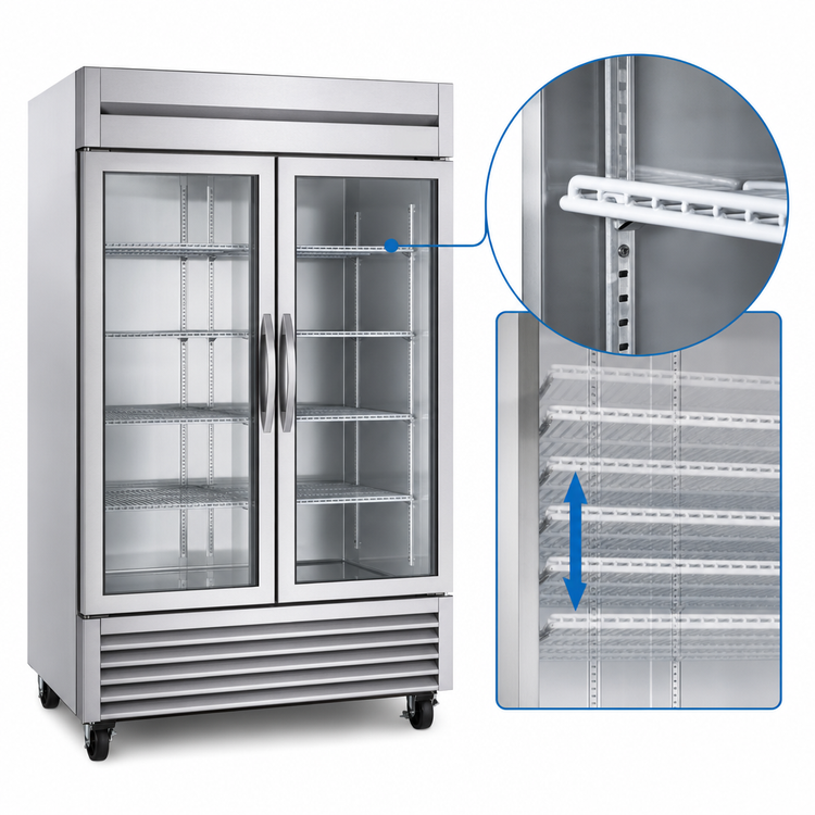 Product image #4 for True Two-Section Framed Glass Door Reach-In Refrigerator, Bottom-Mounted Refrigeration