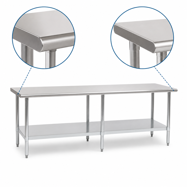 Product image #4 for Eagle Group Budget Series 108"W x 36"D 430 Stainless Steel Flat Top Work Table with Adjustable Undershelf