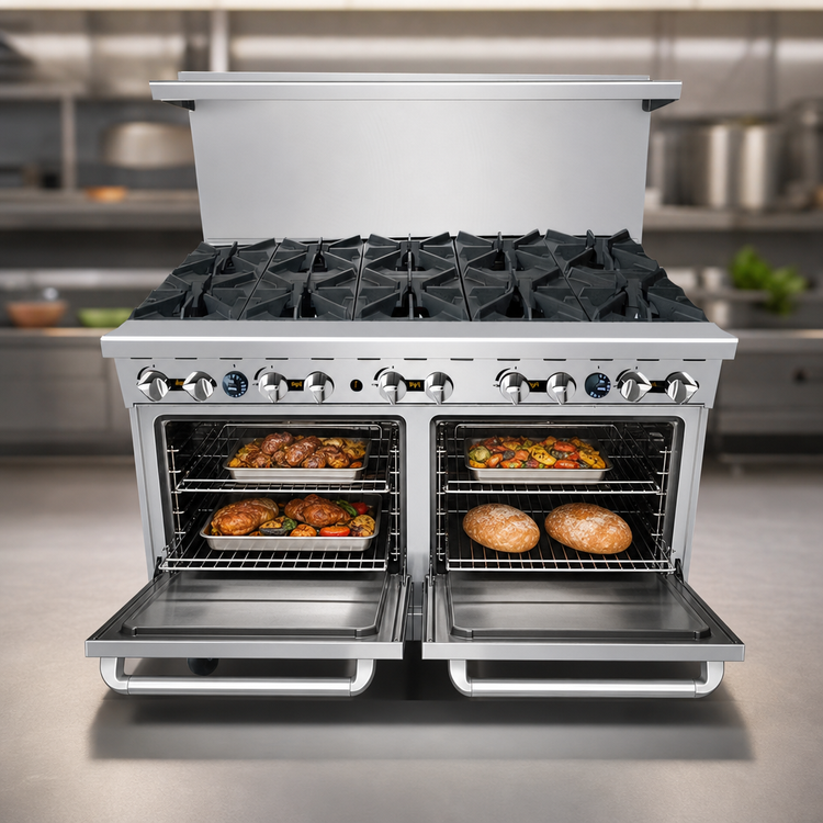 Product image #5 for CookRite AGR-10B-NG 60-Inch Natural Gas Open Burner Range with 10 Burners, 2 Standard Ovens, Backriser & Hi-Shelf