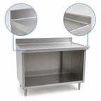 Thumbnail image #4 for Eagle Group Spec-Master OB3072SEM-BS Stainless Steel Work Table, Open-Front Base, 72 x 30 in, 14-Gauge Top, Marine Edge, 4-1/2 in Backsplash