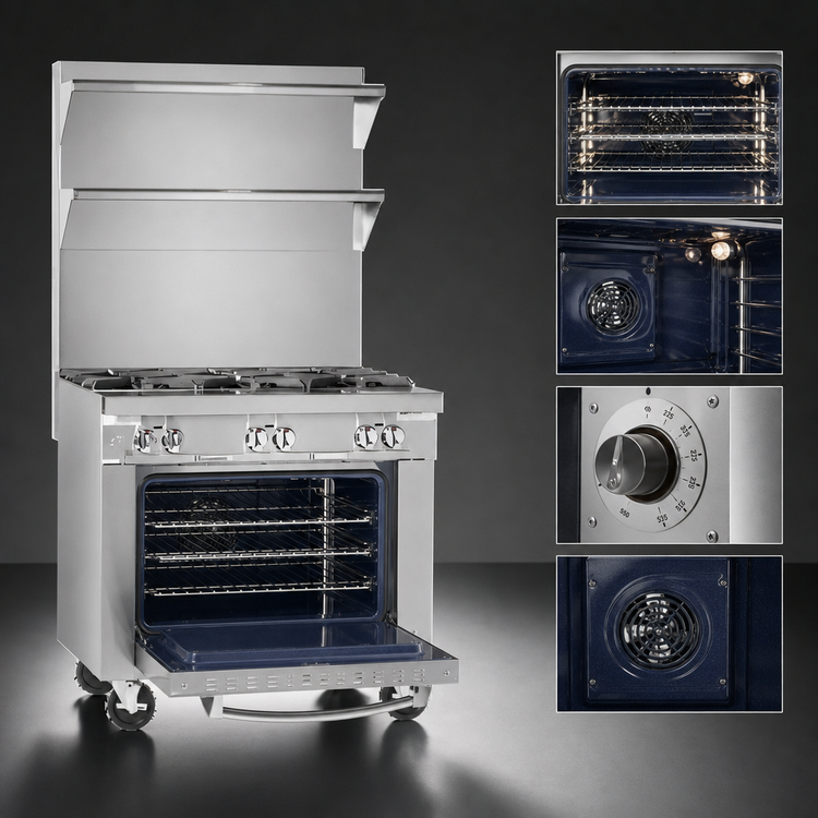 Product image #4 for Southbend Platinum Heavy Duty 36-Inch Gas Sectional Range with 3 Uniform Hot Tops and Convection Oven Base