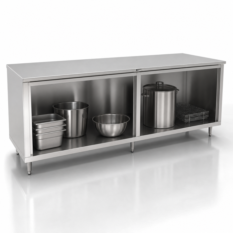 Product image #4 for John Boos 108-Inch x 24-Inch Stainless Steel Work Table with Open Front Cabinet Base
