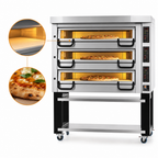 Thumbnail image #4 for PizzaMaster PM 1133ED Three-Deck Electric Pizza Deck Oven with Ceramic Clay Stones, 63.2"W x 42.1"D Baking Surface, Stand