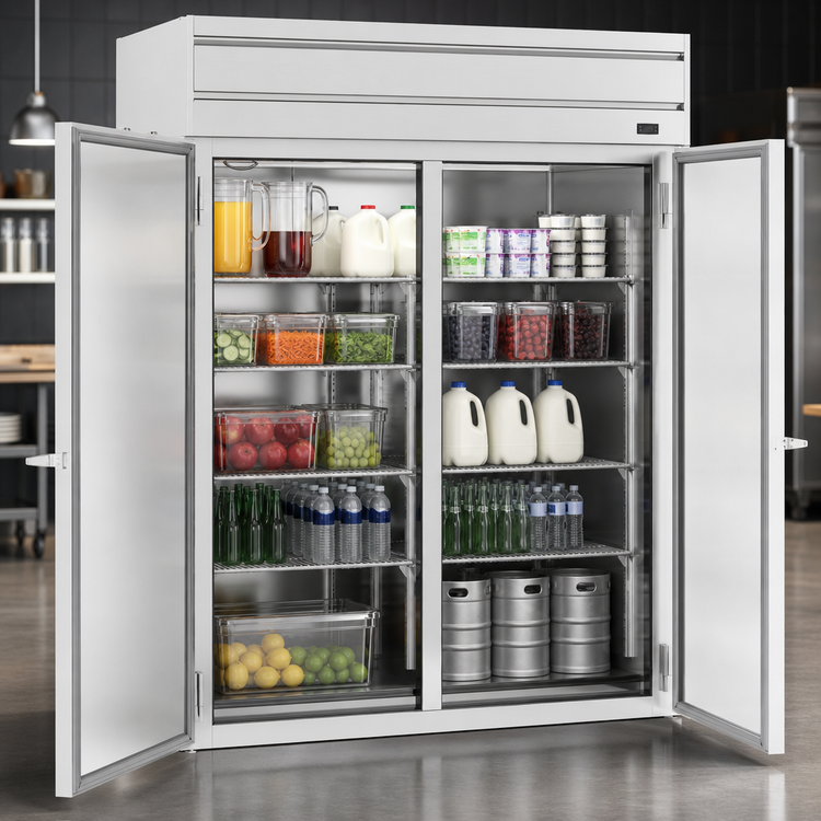 Product image #4 for Beverage-Air P-Series Two-Section Roll-Thru Refrigerator, 78.49 Cu. Ft., Standard Depth, Top-Mounted Self-Contained
