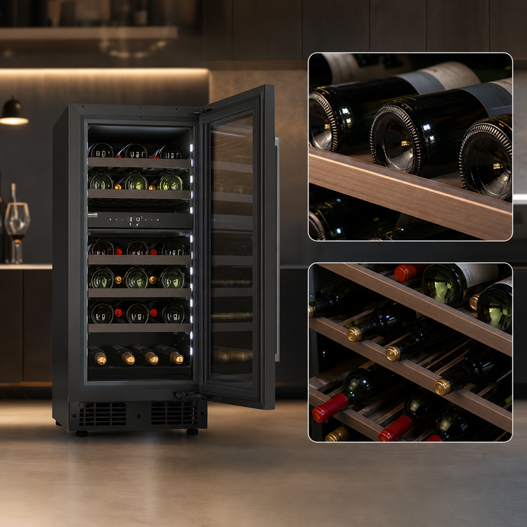 Product image #5 for KoolMore Dual Zone 2-Section Wine Cooler, Black and Stainless Steel