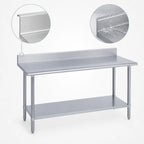 Thumbnail image #4 for Duke Manufacturing 416-30108-5R 108-Inch x 30-Inch Stainless Steel Work Table with 5-Inch Riser and Galvanized Undershelf