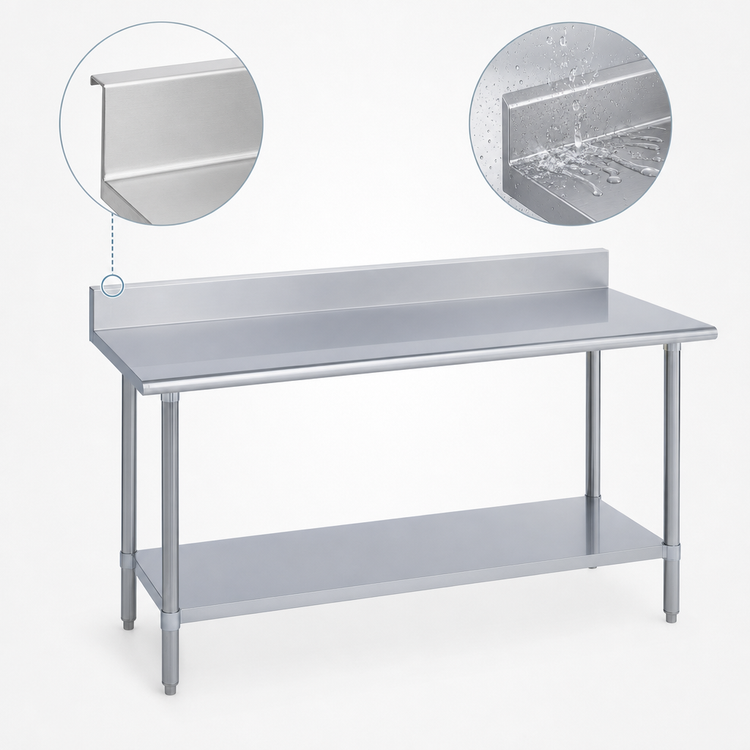 Product image #4 for Duke 108-Inch x 30-Inch Stainless Steel Work Table with 5-Inch Riser and Galvanized Undershelf