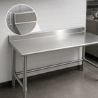 Thumbnail image #4 for Eagle Group Budget Series T30108STB-BS 108-Inch x 30-Inch 430 Stainless Steel Work Table with 4-1/2-Inch Backsplash and Open Tubular Base