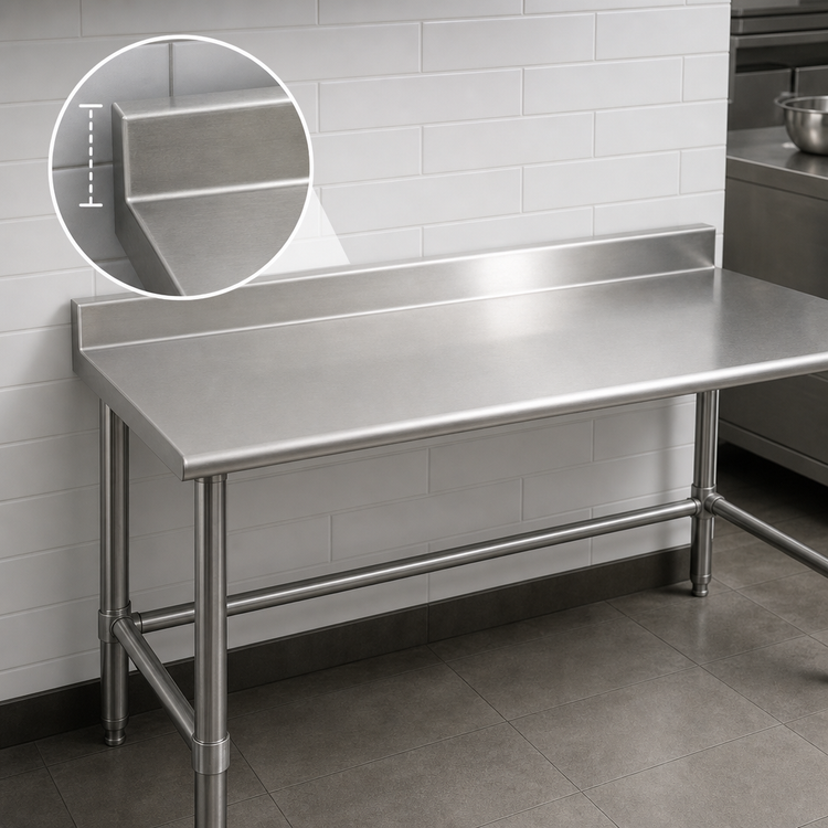 Product image #4 for Eagle Group Budget Series 108-Inch x 30-Inch Stainless Steel Work Table with 4-1/2-Inch Backsplash and Tubular Base