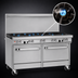 Thumbnail image #4 for Southbend Ultimate 60-Inch Commercial Gas Range with 9 Open Burners, 2 Cabinets, and Backriser Shelf