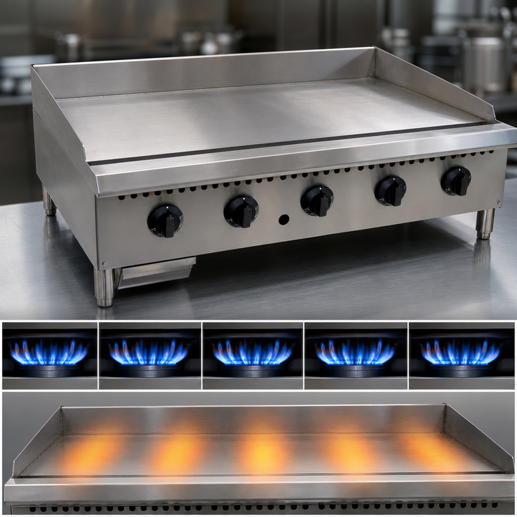 Product image #4 for Comstock-Castle 60-Inch Countertop Manual Control Gas Griddle, 5 Burners, 150,000 BTU