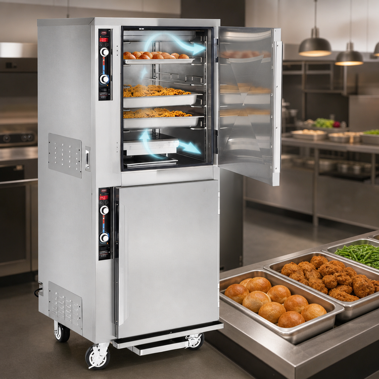 Product image #4 for FWE MTU-5-5 Mobile Split-Cavity Moisture Heated Holding Cabinet with Dutch Doors