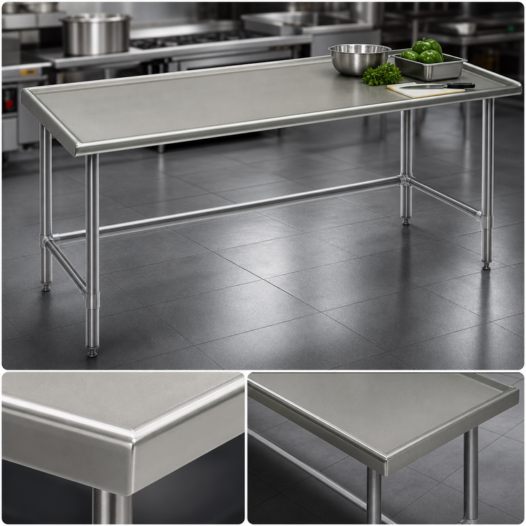 Product image #4 for Spec-Master Marine Series 144-Inch x 30-Inch Stainless Steel Work Table with Box Marine Edge