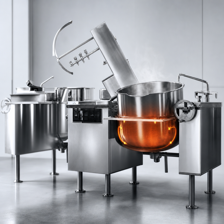 Product image #4 for Crown DLTM-80-2 Twin 80 Gallon Direct Steam Tilting Mixer Kettle