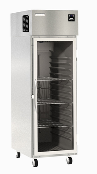 Delfield One-Section Reach-In Refrigerator with Full-Height Hinged Glass Door, 19 Cu. Ft., Top-Mounted Self-Contained Refrigeration