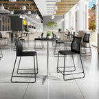 Thumbnail image #2 for Flash Furniture Hercules RUT-498A-CS-BK-GG Commercial Counter Stool, Armless Black Plastic Honeycomb Back, Waterfall Seat, Black Steel Sled Base